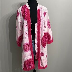 Vintage TAJ Vibrant Pink and Lace Kimono